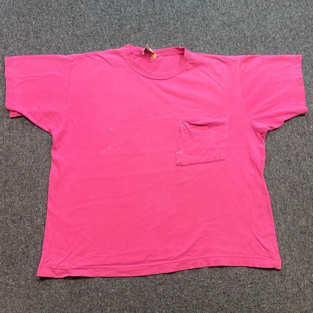 Energie Pocket TShirt Sz L Mens Pink 90s Skater Grunge Boxy Cotton Tee Vintage